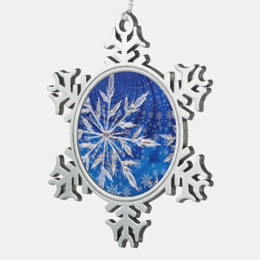 アイスブルークリスマススタースノーフレーク スノーフレークピューターオーナメント (右)