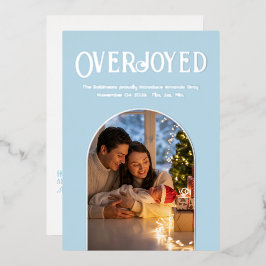 アイスブルークリスマスベイビー 誕生お知らせ写真 箔シーズンカード