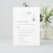 アイスブルークリスマスボーブルオーナメント冬の結婚式 出欠カード (スタンド正面)