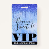 アイスブルーグリッタードリップマーメイドスウィート16 VIPパス バッジ (正面)