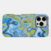 アイスブルーグリーンカラフル抽象芸術大理石テクスチャLi iPhoneケース (裏面横)