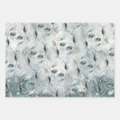 アイスブルーグレーウィンターホリーベリーゴールデンスノーフォール ラッピングペーパーシート (正面3)