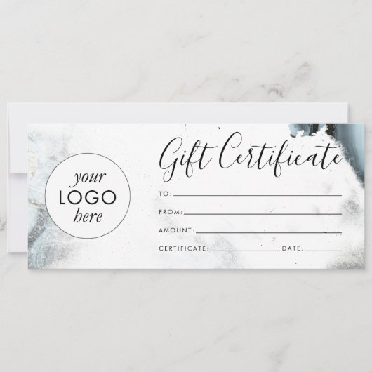 アイスブルーグレーブラック大理石ギフト証明書 (正面)