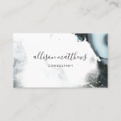 アイスブルーグレー黒大理石背景ソーシャルメディア 名刺 (正面)