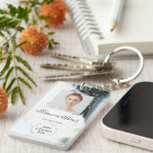 アイスブルーグレー黒大理石背景 キーホルダー (正面右)