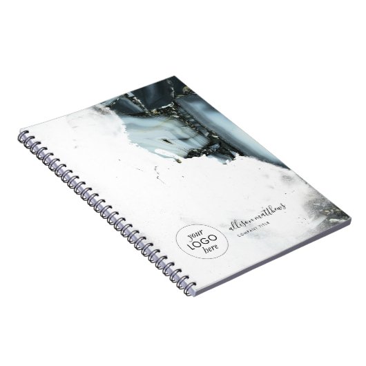 アイスブルーグレー黒大理石背景 ノートブック (右側)