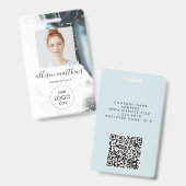 アイスブルーグレー黒大理石背景 バッジ (正面＆裏面)