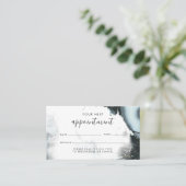 アイスブルーグレー黒大理石背景 予約カード (スタンド正面)