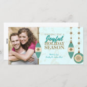 アイスブルーゴールドツリーオーナメント クリスマスフォトカード シーズンカード (正面/裏面)