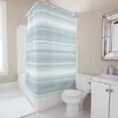 アイスブルーストライプの シャワーカーテン (インサイチュ)