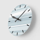 アイスブルーストライプの ラウンド壁時計 (傾斜)