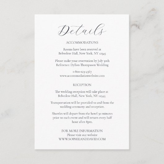 アイスブルースノーフレークウィンターウェディング詳細 エンクロージャーカード (正面)