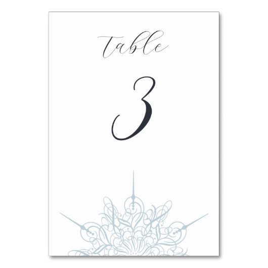 アイスブルースノーフレークエレガントウィンターウェディング テーブルナンバー (正面)