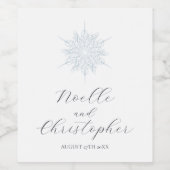 アイスブルースノーフレークエレガントウィンターウェディング ワインラベル (シングルラベル)