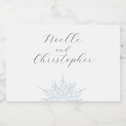 アイスブルースノーフレークエレガントウィンターミニ結婚ズ スパークリングワインラベル (シングルラベル)