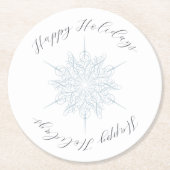 アイスブルースノーフレークハッピーホリデーズクリスマス ラウンドペーパーコースター (正面)