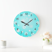 アイスブルースノーフレークパターン丸い壁時計 ラージ壁時計 (ホーム)