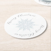 アイスブルースノーフレークメリークリスマス ラウンドペーパーコースター (アングル)