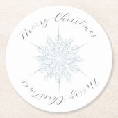 アイスブルースノーフレークメリークリスマス ラウンドペーパーコースター (正面)