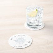 アイスブルースノーフレークメリー&ブライト ラウンドペーパーコースター (インサイチュ)