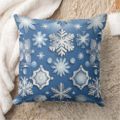 アイスブルースノーフレークモチーフ クッション (ブランケット)