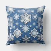 アイスブルースノーフレークモチーフ クッション (裏面)