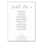 アイスブルースノーフレーク冬のウェディングシート テーブルナンバー (正面)