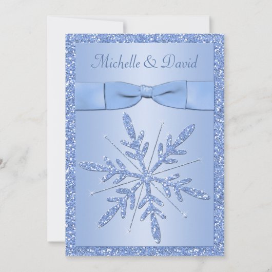 アイスブルースノーフレーク結婚式招待状 招待状 (正面)