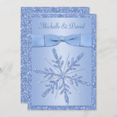 アイスブルースノーフレーク結婚式招待状 招待状 (正面/裏面)