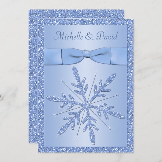アイスブルースノーフレーク結婚式招待状 招待状 (正面/裏面)