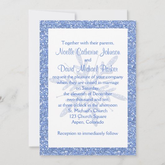 アイスブルースノーフレーク結婚式招待状 招待状 (裏面)
