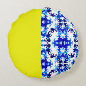 アイスブルースノーボーダースカイイエロースノーボーディングスポーツ ラウンドクッション (裏面)