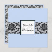 アイスブルーダマスクモノグラム結婚式招待状 招待状 (正面/裏面)