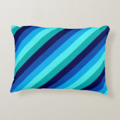 アイスブルーティール（緑がかった色）ストライプアクセント枕 アクセントクッション (裏面)