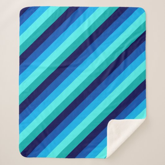 アイスブルーティール（緑がかった色）ストライプズミディアムシェルパブランケット シェルパブランケット (正面)