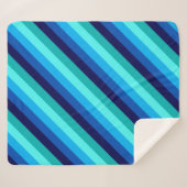 アイスブルーティール（緑がかった色）ストライプズミディアムシェルパブランケット シェルパブランケット (正面(横))