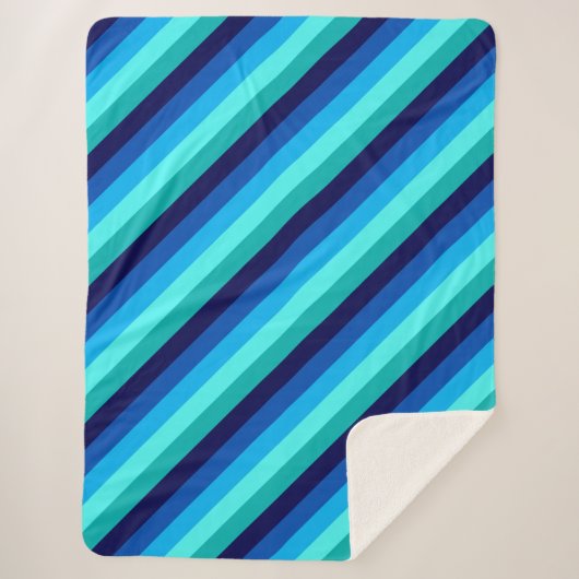 アイスブルーティール（緑がかった色）ストライプズラージシェルパブランケット シェルパブランケット (正面)