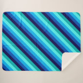 アイスブルーティール（緑がかった色）ストライプズラージシェルパブランケット シェルパブランケット (正面(横))