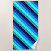 アイスブルーティール(緑がかった色)ストライプビーチタオル ビーチタオル (正面)