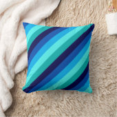 アイスブルーティール（緑がかった色）ストライプ装飾用クッション クッション (ブランケット)