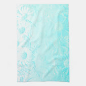 アイスブルーデイジー花エンボスルックフローラ キッチンタオル (縦)