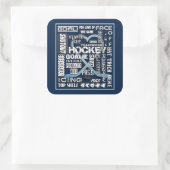 アイスブルーハートホッケーワードホワイトロゴ2 スクエアシール (バッグ)