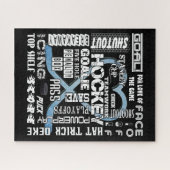 アイスブルーハートホッケーワードホワイトロゴ ジグソーパズル (横)