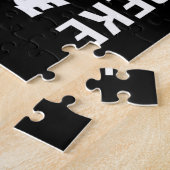 アイスブルーハートホッケーワードホワイトロゴ ジグソーパズル (側面)