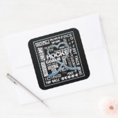 アイスブルーハートホッケーワードホワイトロゴ スクエアシール (封筒)