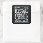 アイスブルーハートホッケーワードホワイトロゴ スクエアシール (バッグ)