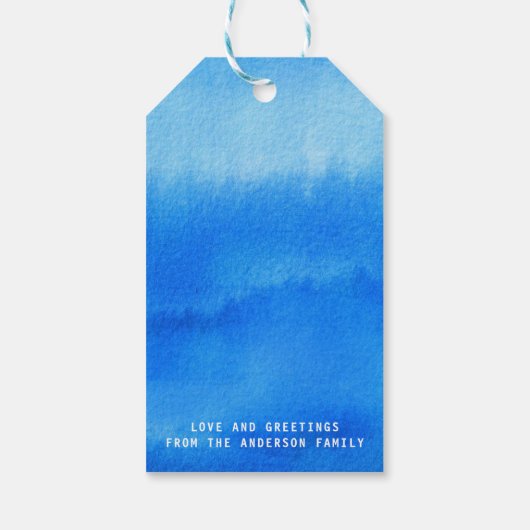 アイスブルーパインツリークリスマスギフトラベル ギフトタグ (裏面)