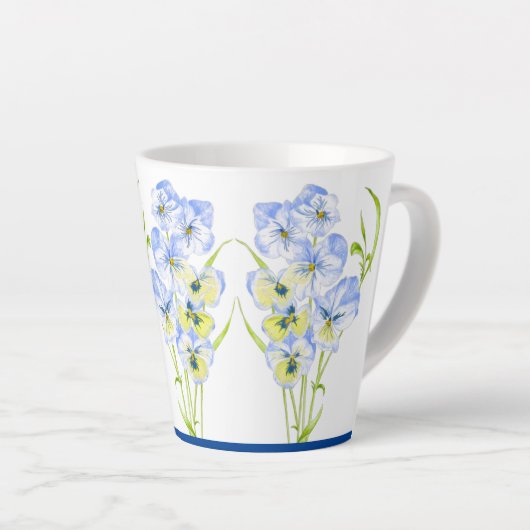 アイスブルーパンジーが小さなラテマグカップ カフェラテマグ (右アングル)