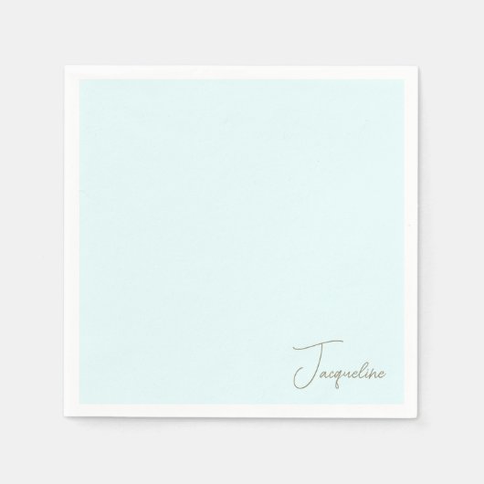 アイスブルーパーソナライズされたスクリプト名シャワーカクテル スタンダードカクテルナプキン (正面)