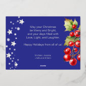 アイスブルーファミリーフォトクリスマスグリーティング 箔シーズンカード (裏面)